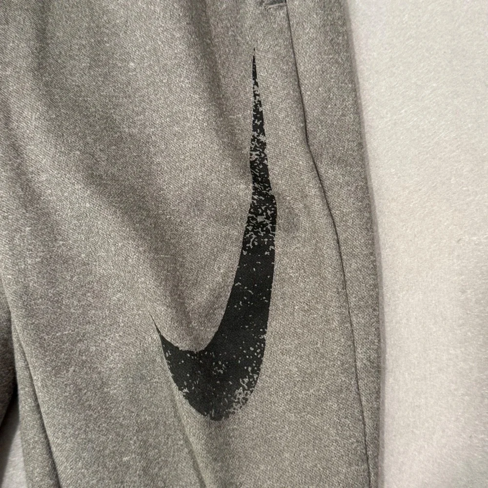 Nike Jogger Pants Boys 4/XS Gray Dri-FIT Fleece Graphic Swoosh Sweatpants